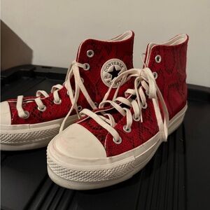 Women’s Platform Converse Red High-Top Sneakers